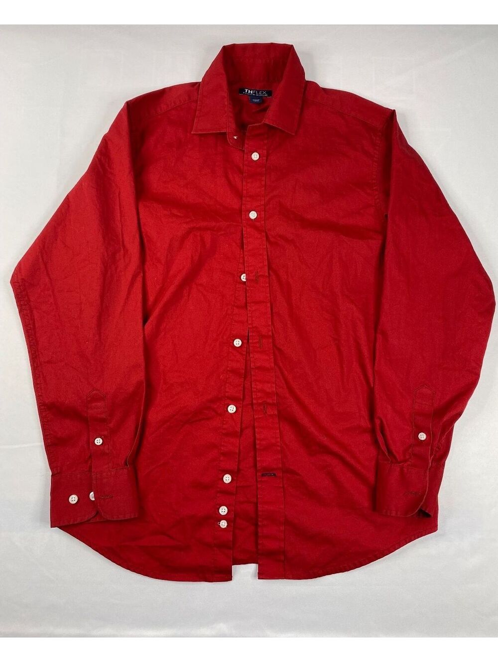 Tommy Hilfiger The Flex Red Long Sleeve Button Front Shirt